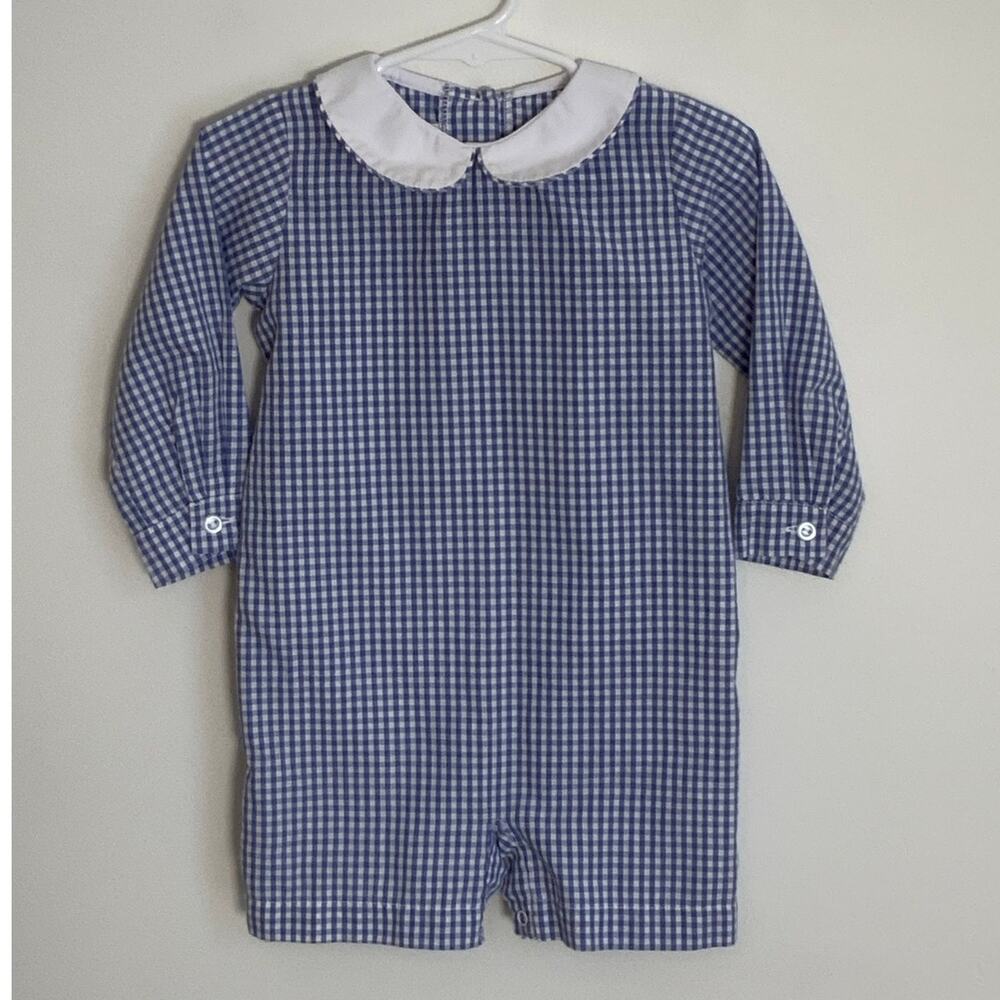 Stitchy Fish Long sleeve Jon Jon Blue gingham outfit size 18mo